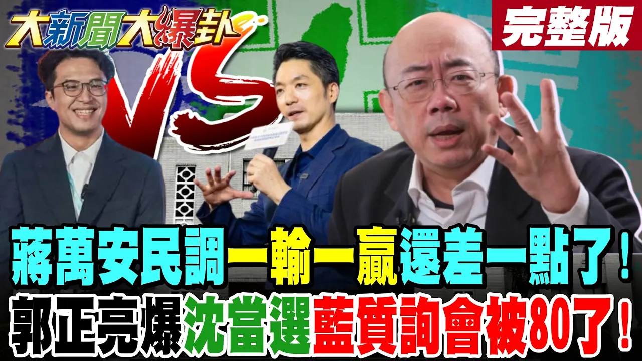 【#大新闻大爆卦 上】蒋万安民调一输一赢还差一点了!郭正亮爆沈当选蓝质询会被80了! 完整版 @大新闻大爆卦HotNewsTalk