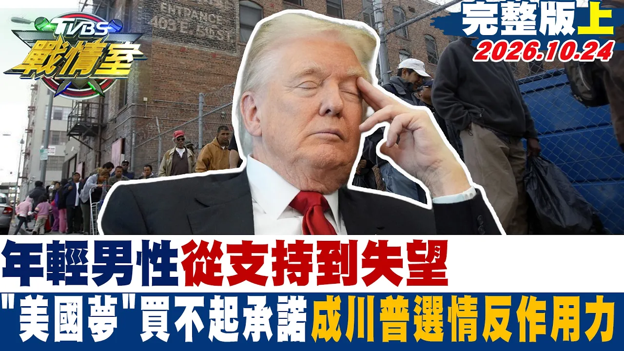 【完整版上集】年轻男性从支持到失望 "美国梦"买不起承诺 成川普选情反作用力#少康战情室 20261024 #高嘉瑜#陈琬惠 #施正锋 #叶元之 #徐弘廷 #凌涛