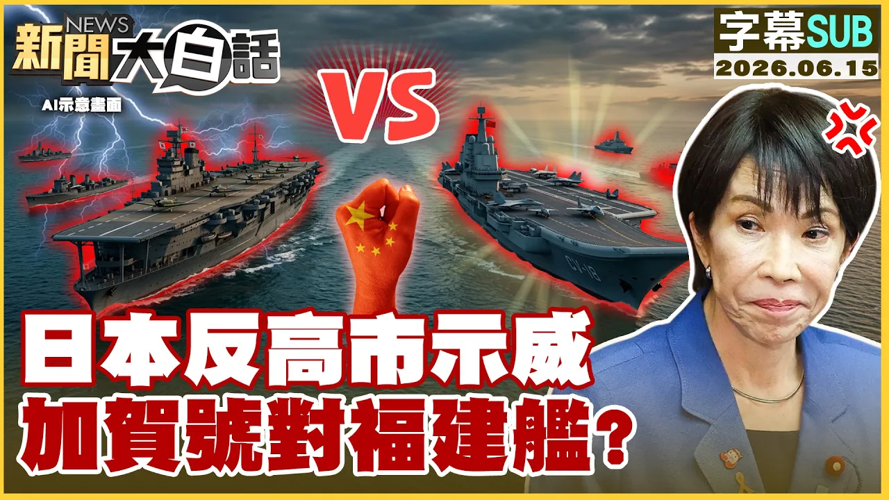 【SUB】日本反高市示威 加贺号对福建舰?【#新闻大白话】20260615 #字幕版 #加贺号 #高市早苗 #日本 #福建舰